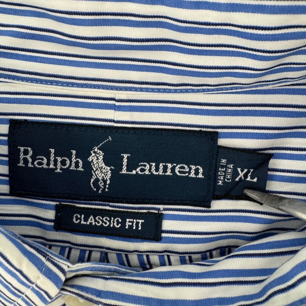 Ralph Lauren Mens Classic Fit Striped Button Down Shirt Blue White XL - Picture 4 of 8